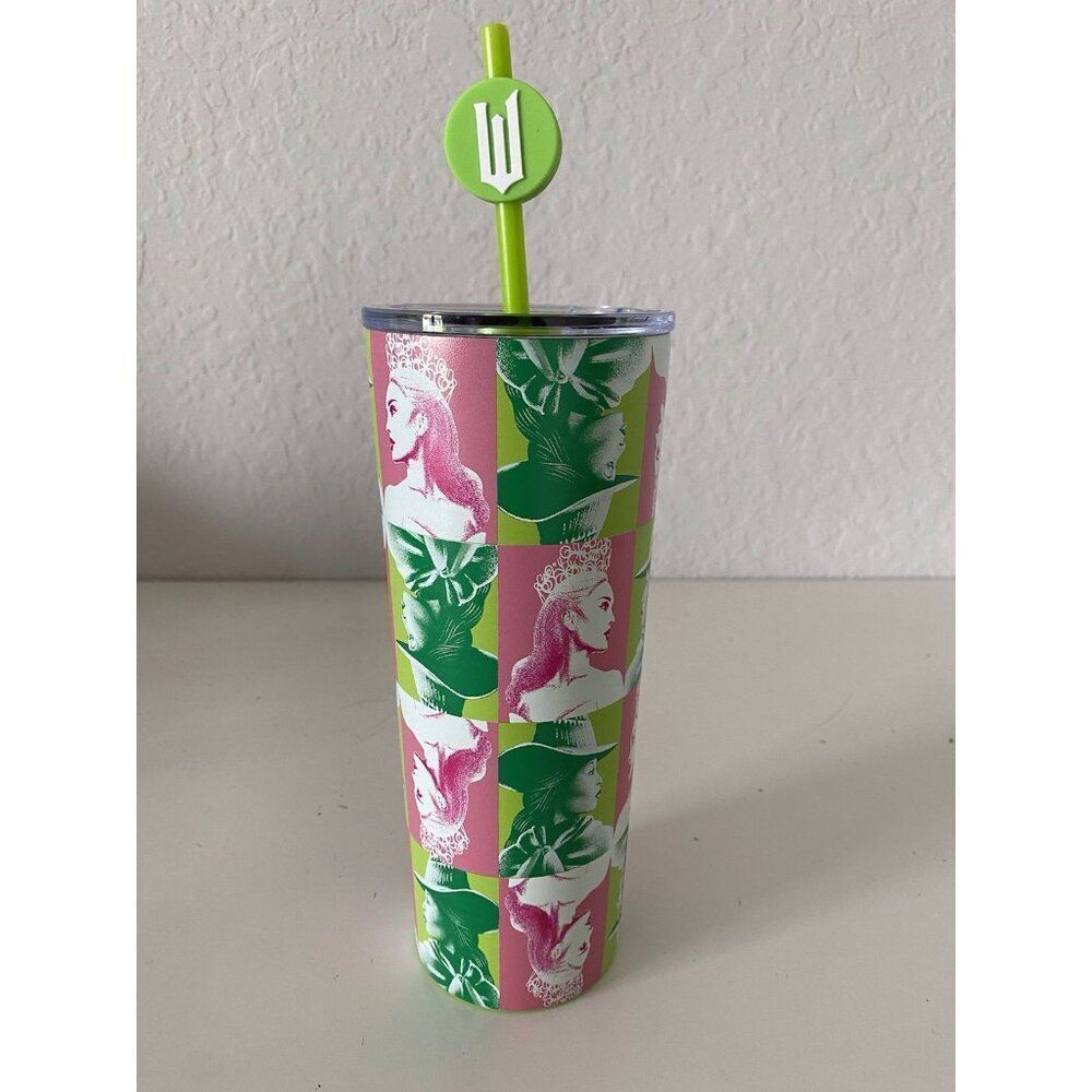 Universal Studios WICKED Elphaba And Glinda Metal Tumbler With Straw NEW